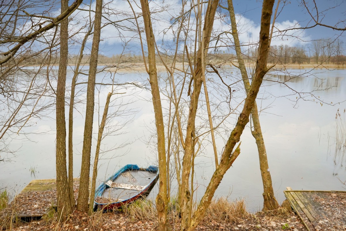Wzgórze z linią brzegową na Mazurach.