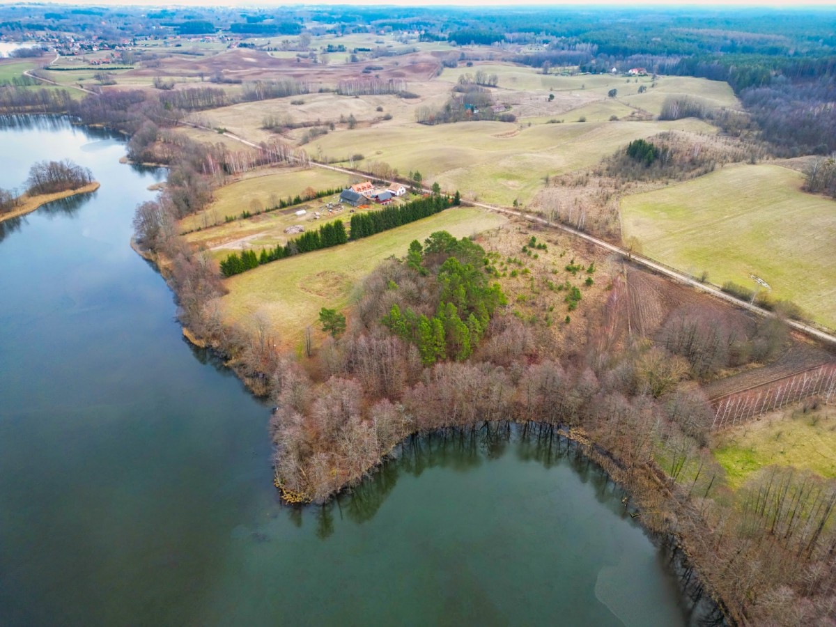 Wzgórze z linią brzegową na Mazurach.